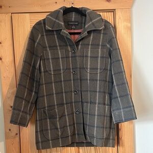 Charter Club Women's Plaid Pea Coat - Black and Gray